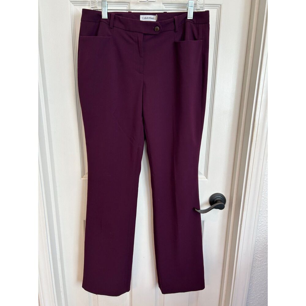 Calvin Klein Lux Modern Fit Dress Pants Burgundy Plum Purple Sz 6